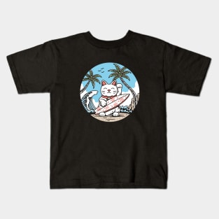 Lucky Cat Surfing Kids T-Shirt